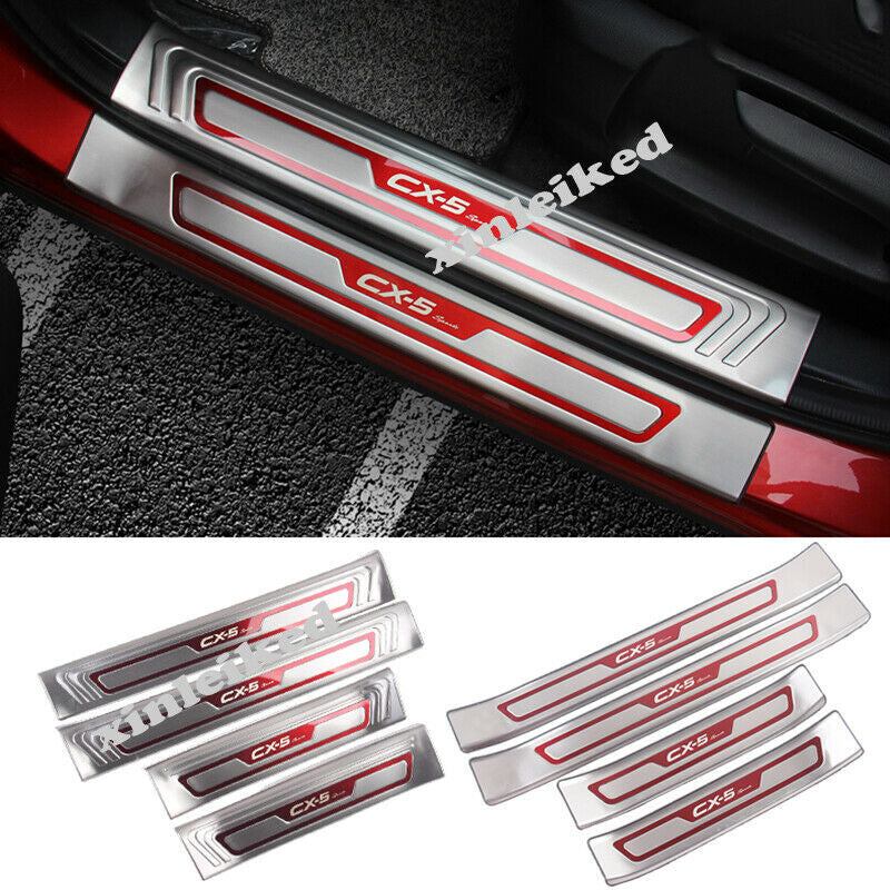 for Mazda CX-5 2017-2021 Silver titanium Door Sill Scuff Plate Guards Protector