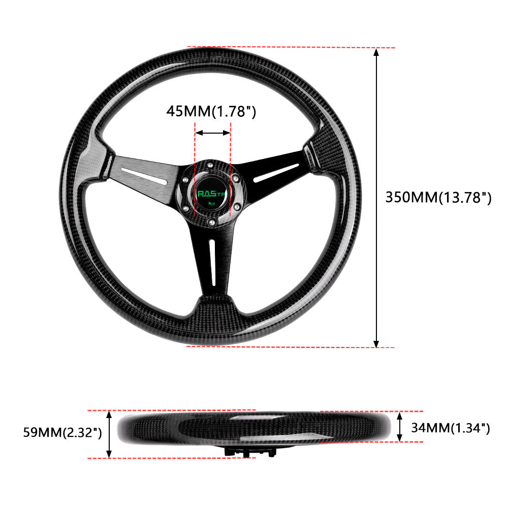 14INCH 350mm Carbon Fiber Steering Wheel 6 Bolts Universal For JDM Racing