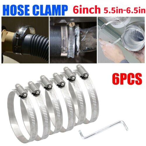 Adjustable 6-inch hose clamp, stainless steel tube clamp, worm gear clamp, drive clamp