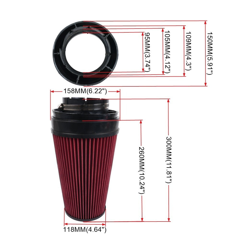 4inch Red Cold Air Intake System Heat Shield for 99-06 for GMC / for Chevy V8 4.8L/5.3L