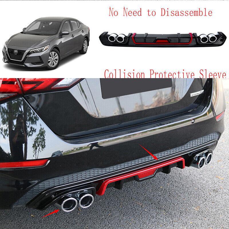 Black-Red Rear Bumper Diffuser Lip Spoiler Refit Car for Nissan Sentra 2020-2023