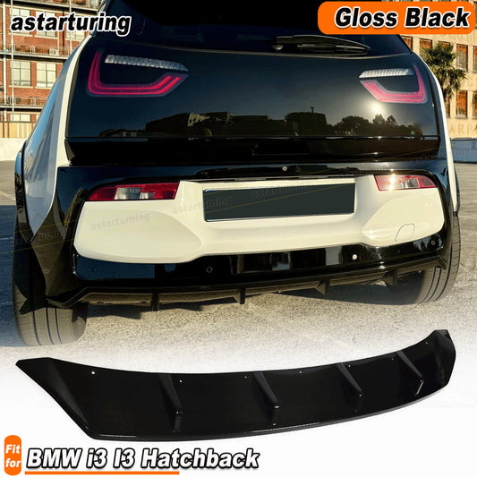 for BMW i3 i3s I01 Hatchback 18-20 Gloss Black Rear Bumper Diffuser Lip Spoiler