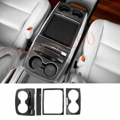 4Pcs Carbon Fiber Front Water Cup Holder Panel Cover for Toyota for Sienna 2015-2020