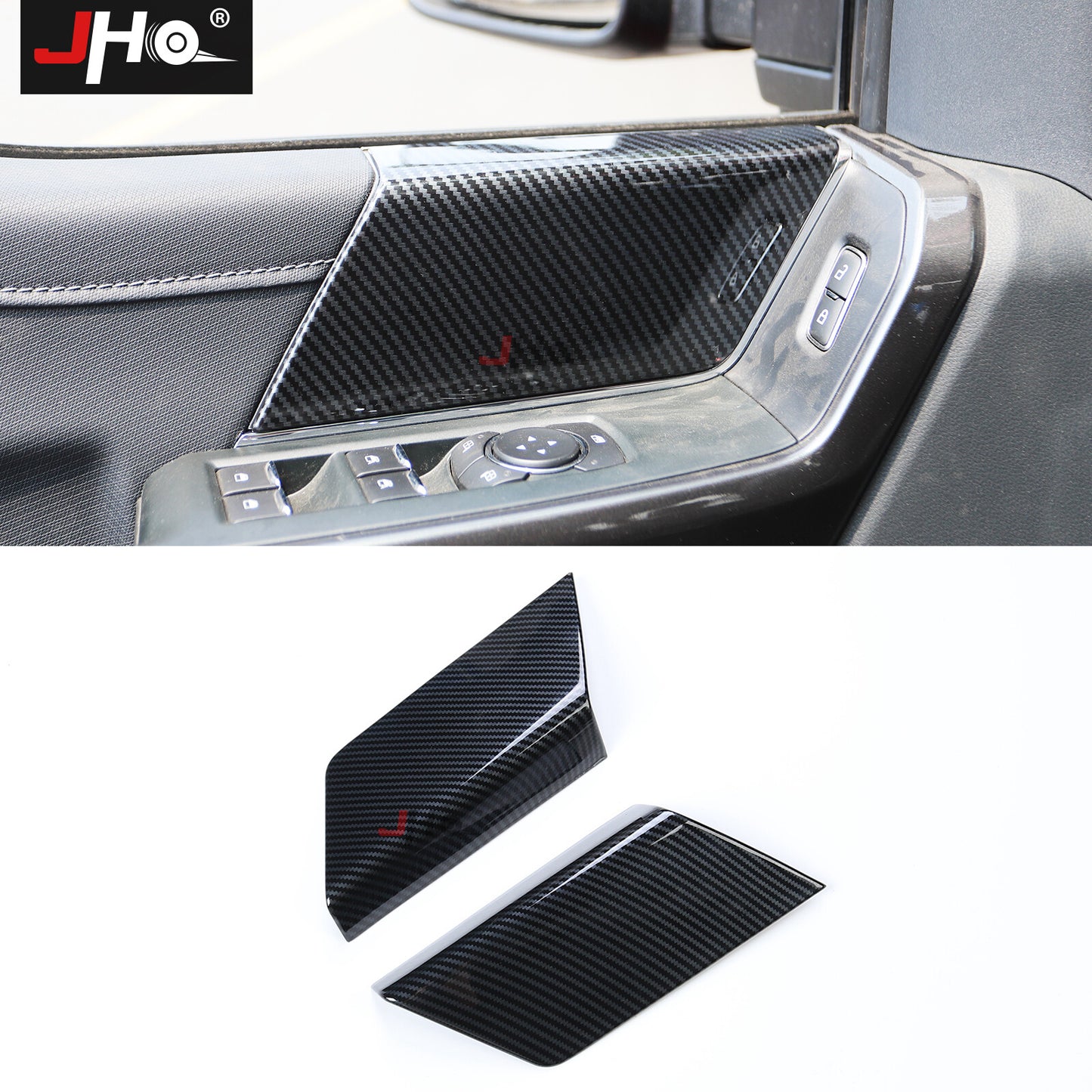 Carbon Fiber Inner Front Side Door Panel Cover Decor for Ford F150 F-150 2021
