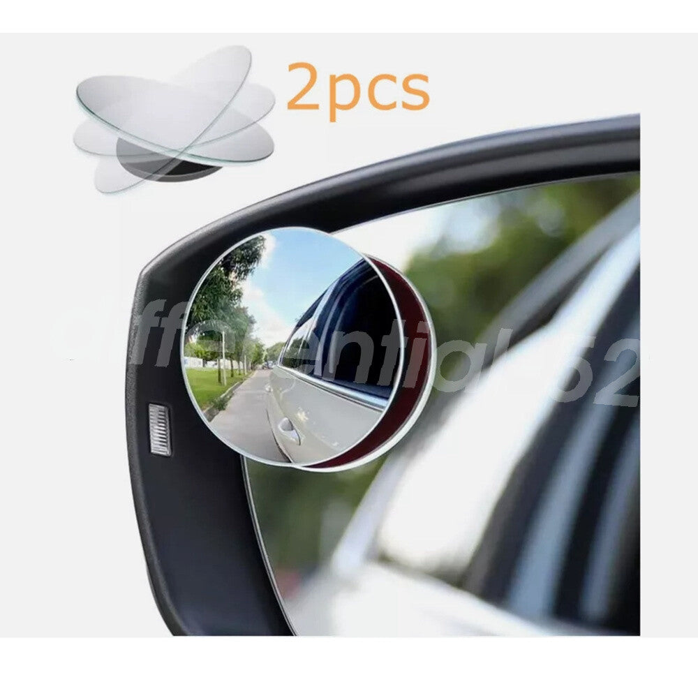 2Pcs Blind Spot Mirror Round HD Glass Frameless Convex Rear View 360¡ã Stick On
