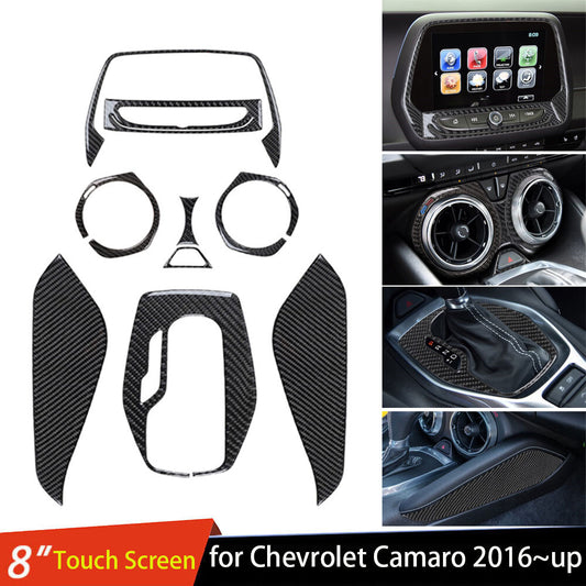 9Pcs Carbon Fiber Central Control Set Decor Trim Kit for Chevrolet Camaro 2016+