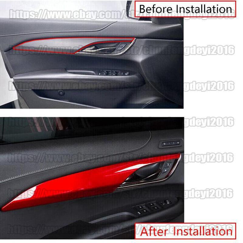 4PCS Red ABS Car Interior Door Panel Cover Trim for Cadillac ATS 2013-2019