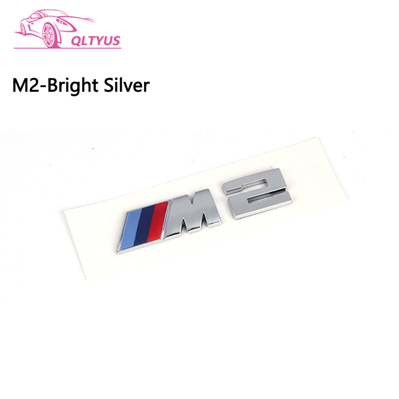 for BMW Silver Trunk Emblem M2 Small Lettering Decal Badge Set