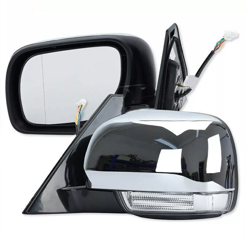 2Pcs Side Door Mirror W/Light Chrome for Mitsubishi Pajero Montero 2006-2021