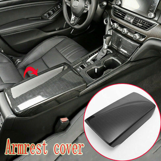 1P for Honda Accord 2018-2022 Carbon Fiber Armrest Box Moulding Panel Cover Trim