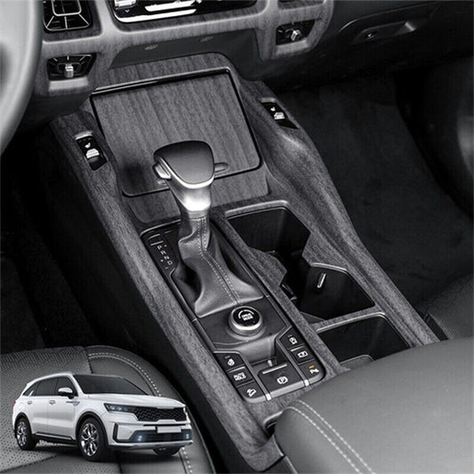 for Kia Sorento 2021-23 Wood Grain ABS Gear Shift Lever Panel Cover Trim Set 2x