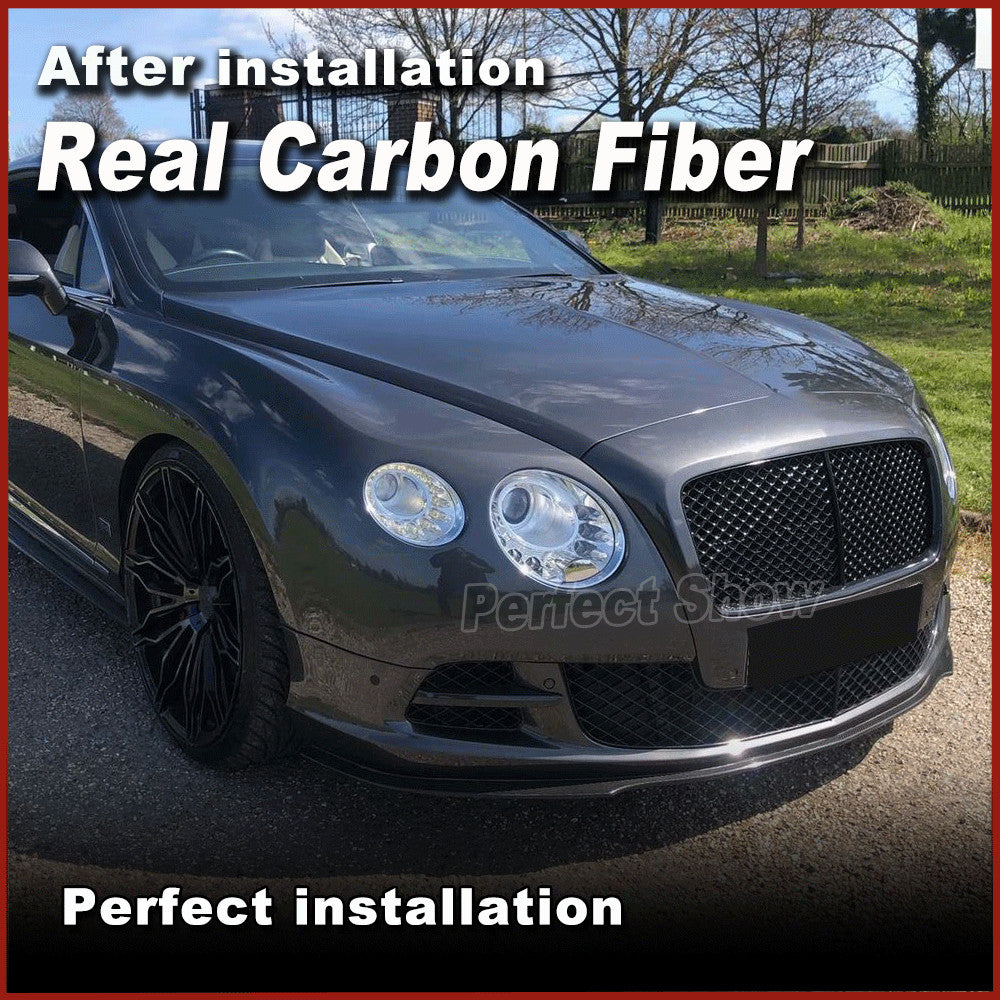 Fit for Bentley 2012-2016 Real Carbon Front Bumper Lip Chin Spoiler
