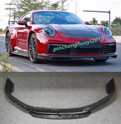 Carbon fiber front lip bumper splitter cover for Porsche 911 992 TEC Style Forge