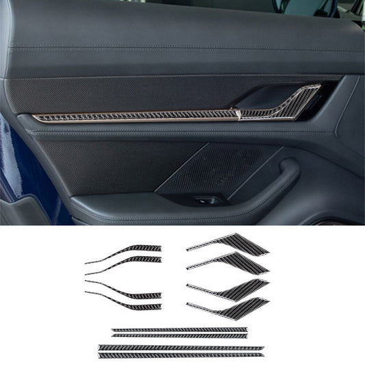 12Pcs Carbon Fiber Interior Door Handle Panel Cover for Porsche Taycan 2019-2022