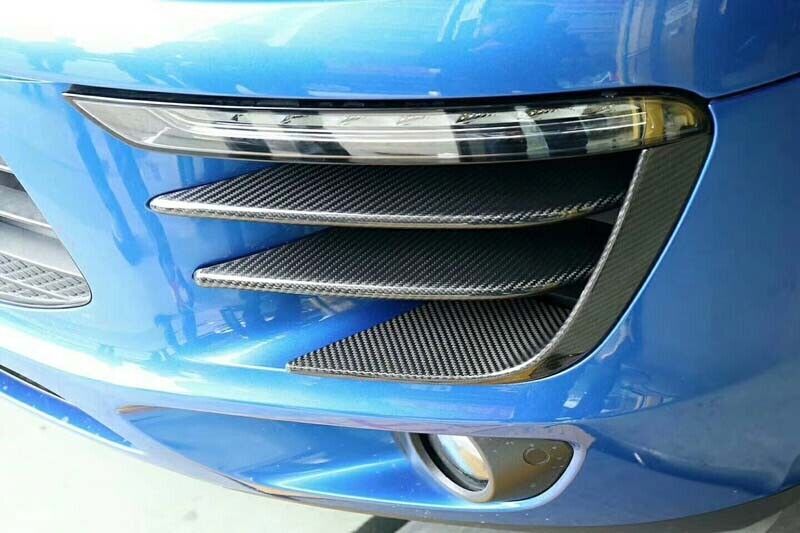 6-Piece Carbon Fiber DRL Front Grille Fender Cover Trim for Porsche Macan 15-20