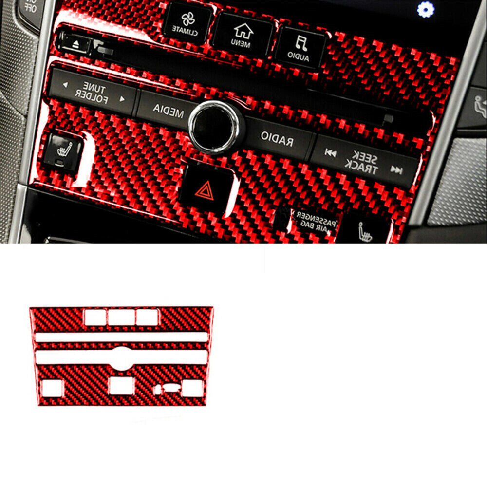 12PCS for Infiniti Q50 Q60 2014+Red Carbon Fiber Central Control Gear Shift Trim