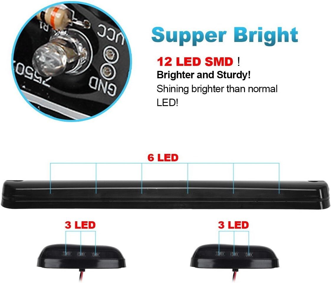 3x Amber LED Roof Top Running Cab Light for Chevy for GMC 1500 2500 3500 2007-2013