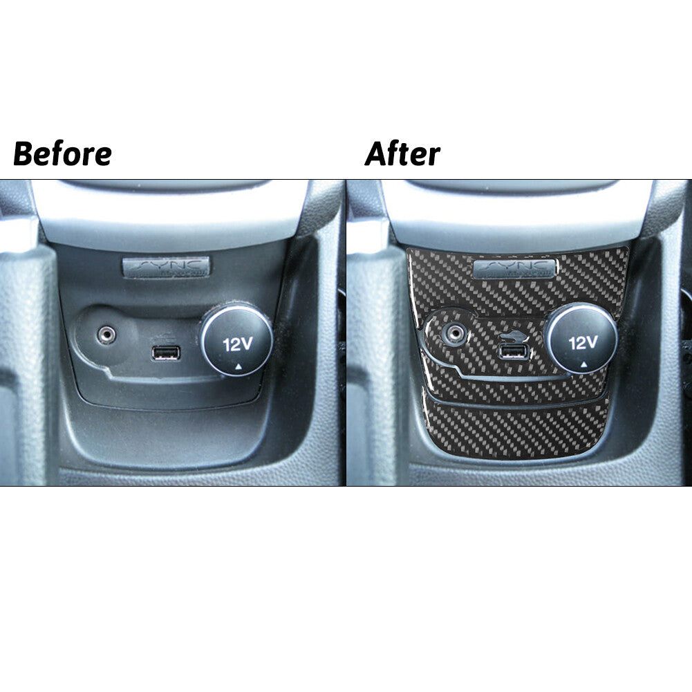 7Pcs Carbon Fiber Interior USB/AUX Input Cover Trim for Ford Fiesta 2011-2015