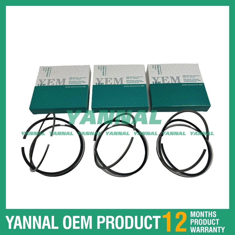 3 new D600 Piston Ring Kits (STD) for Kubota Excavator Diesel Engines