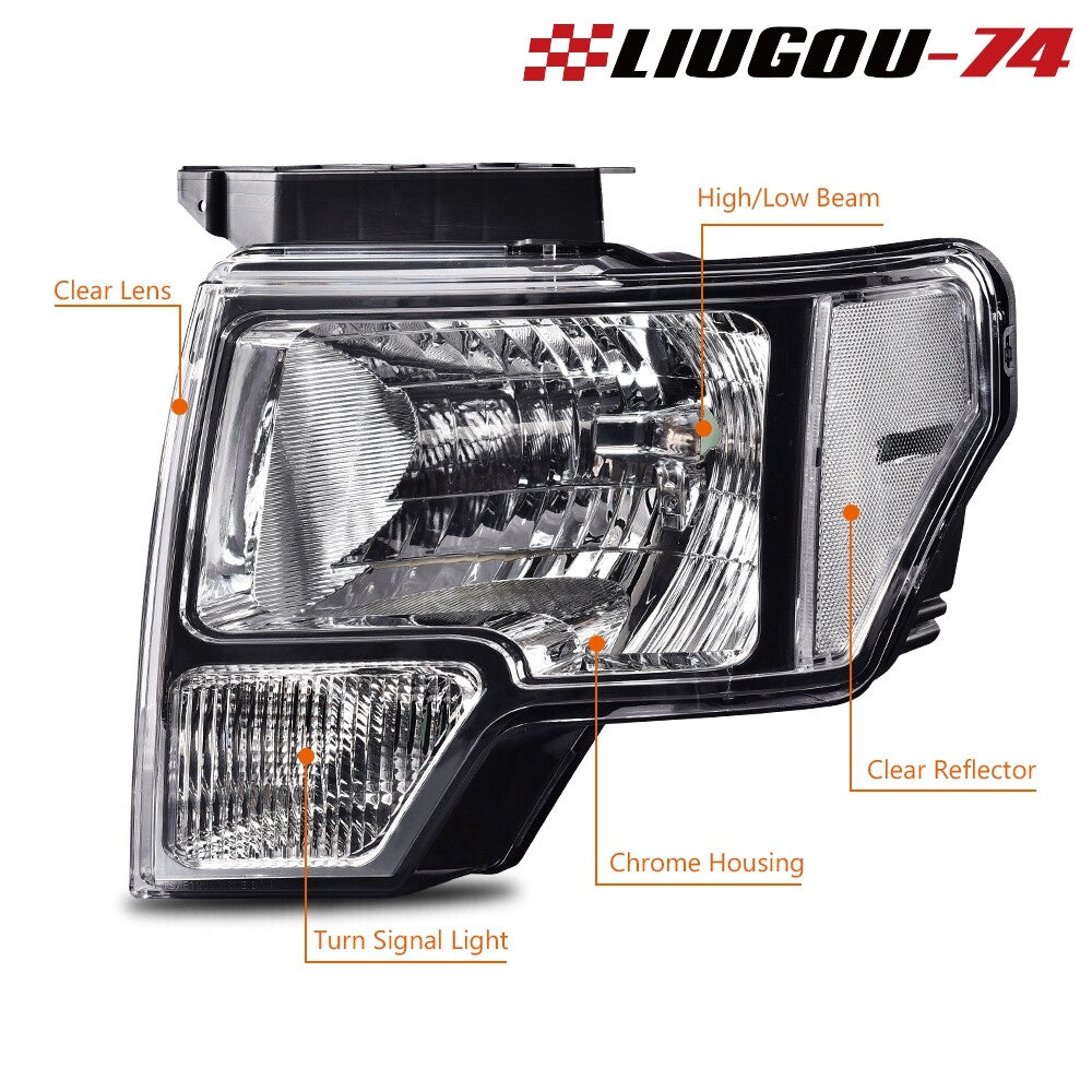 The pickup unit is compatible with the taillights, brake lights, and corner lights of the 2009-2014 for Ford F-150.