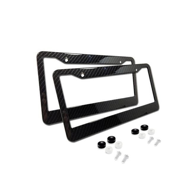 Suitable for Nissan license plate frame cover caps and trunk black carbon fiber