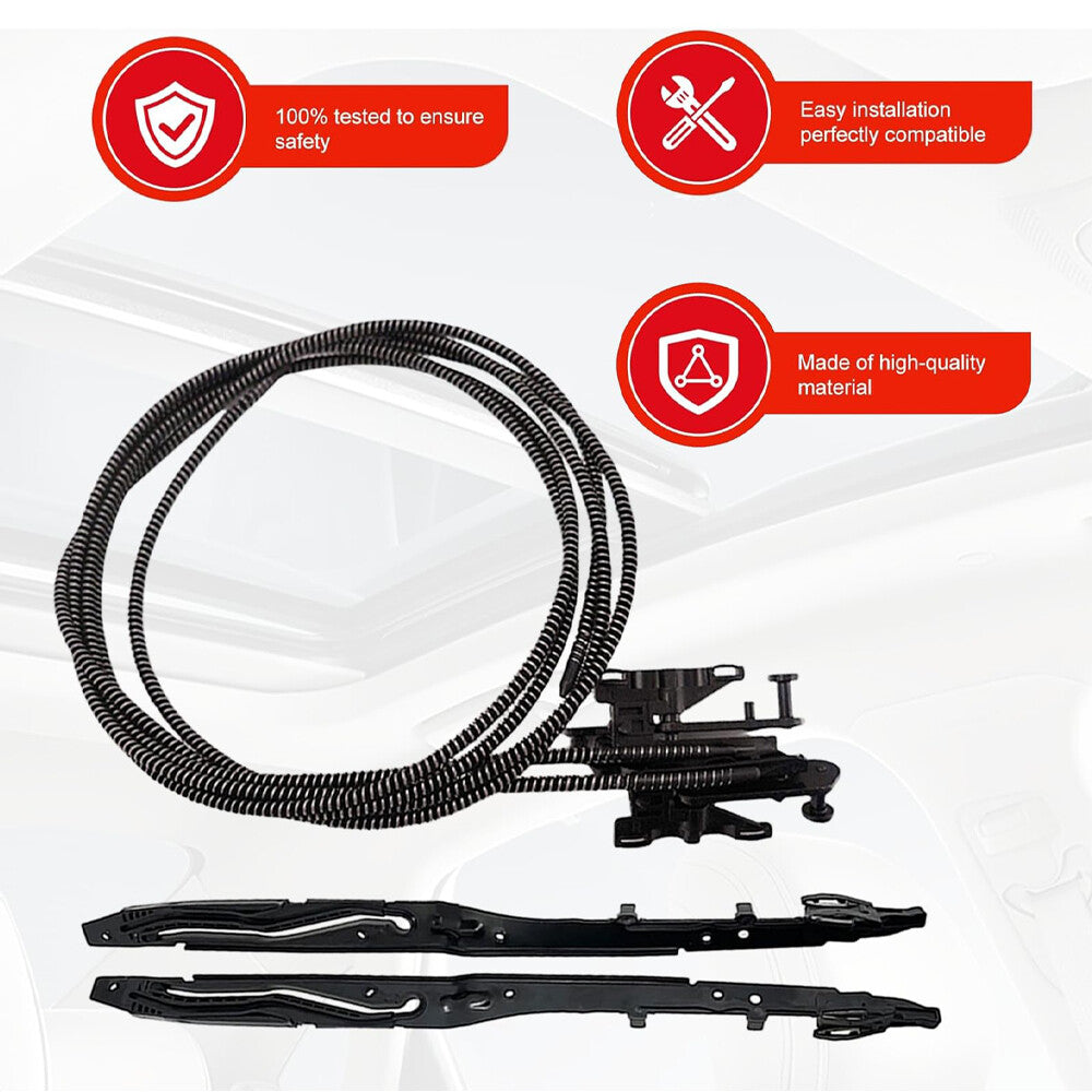 Crew Cab Sunroof Glass Cables+Track Assembly Repair Kit for Ford 2015-2020 F150