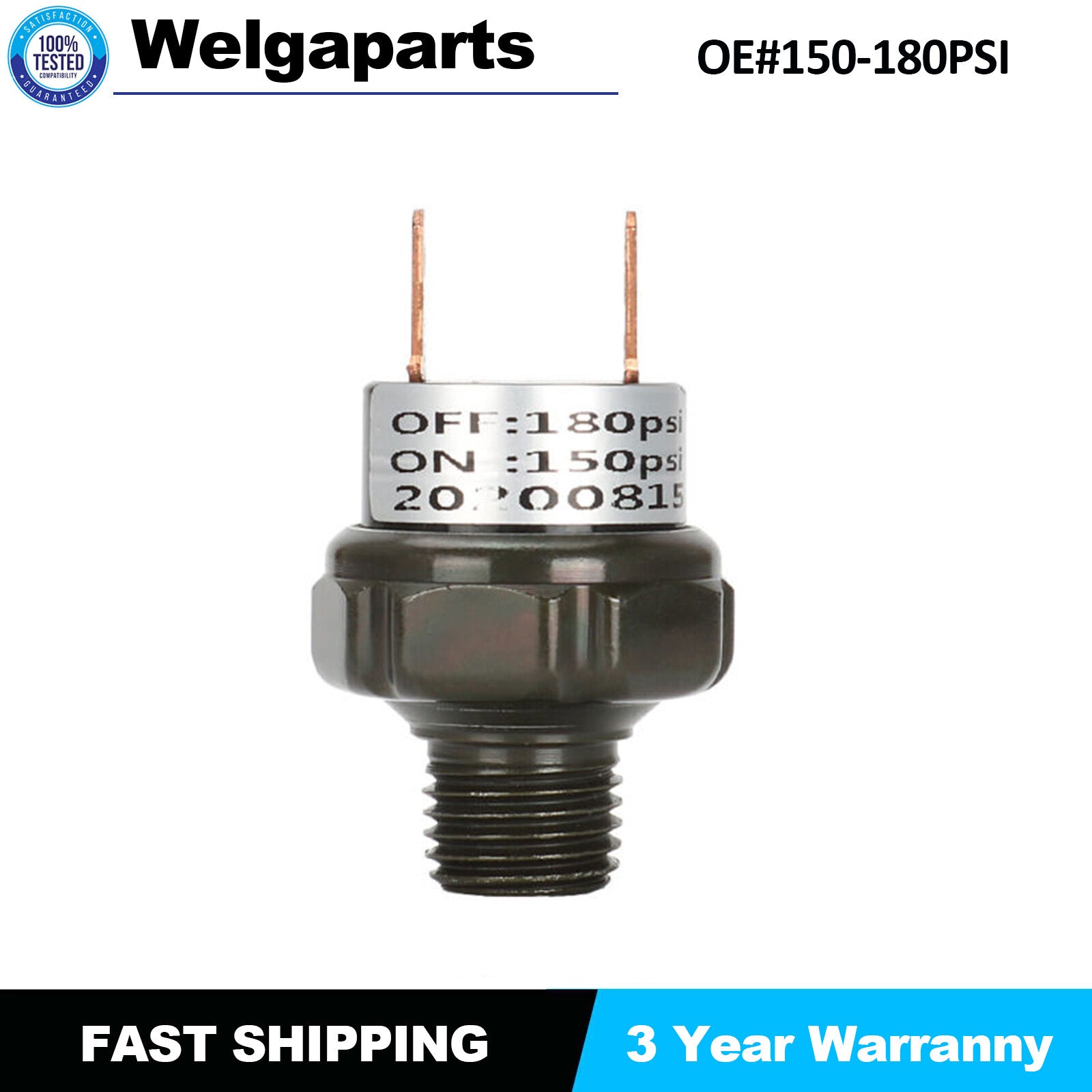 Air Pressure Switch Tank Mount Thread 150-180PSI 1/4 NPT 12V For Train Horn New