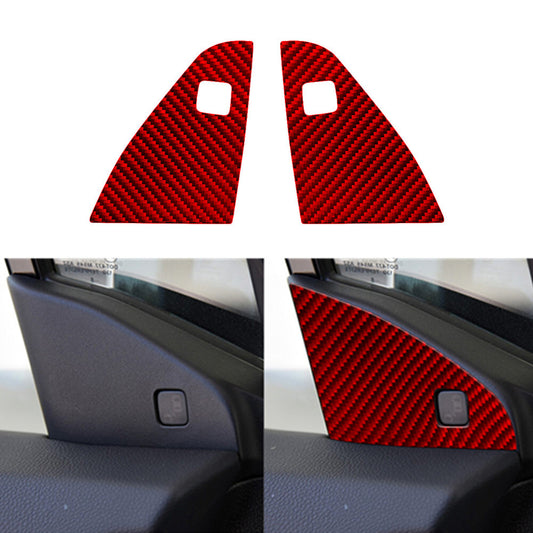 2X Red Carbon Fiber Front Door A-Pillar Below Trim for Honda Ridgeline 2017-2020