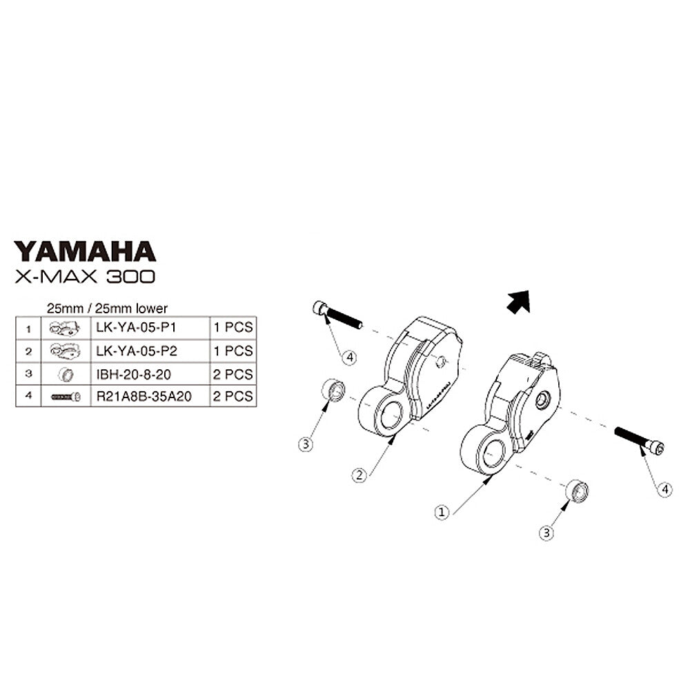 Dirt Bike for Yamaha X-MAX 300 XMAX 300 2021+ Rear Shock Drop Lowering Kit 30mm
