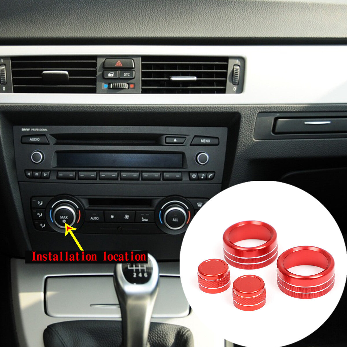 Red interior center control gear shift cover trim for Honda for Civic 11th US