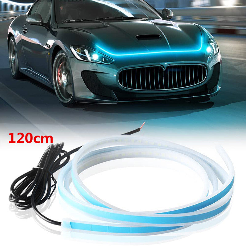 Car Hood LED Daytime Running Light Strip Waterproof DRL Flexible Atmosphere Lamp