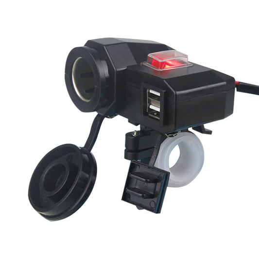 Waterproof 12V Motorcycle ATV Dual USB Charger Phone Cigarette Lighter Socket