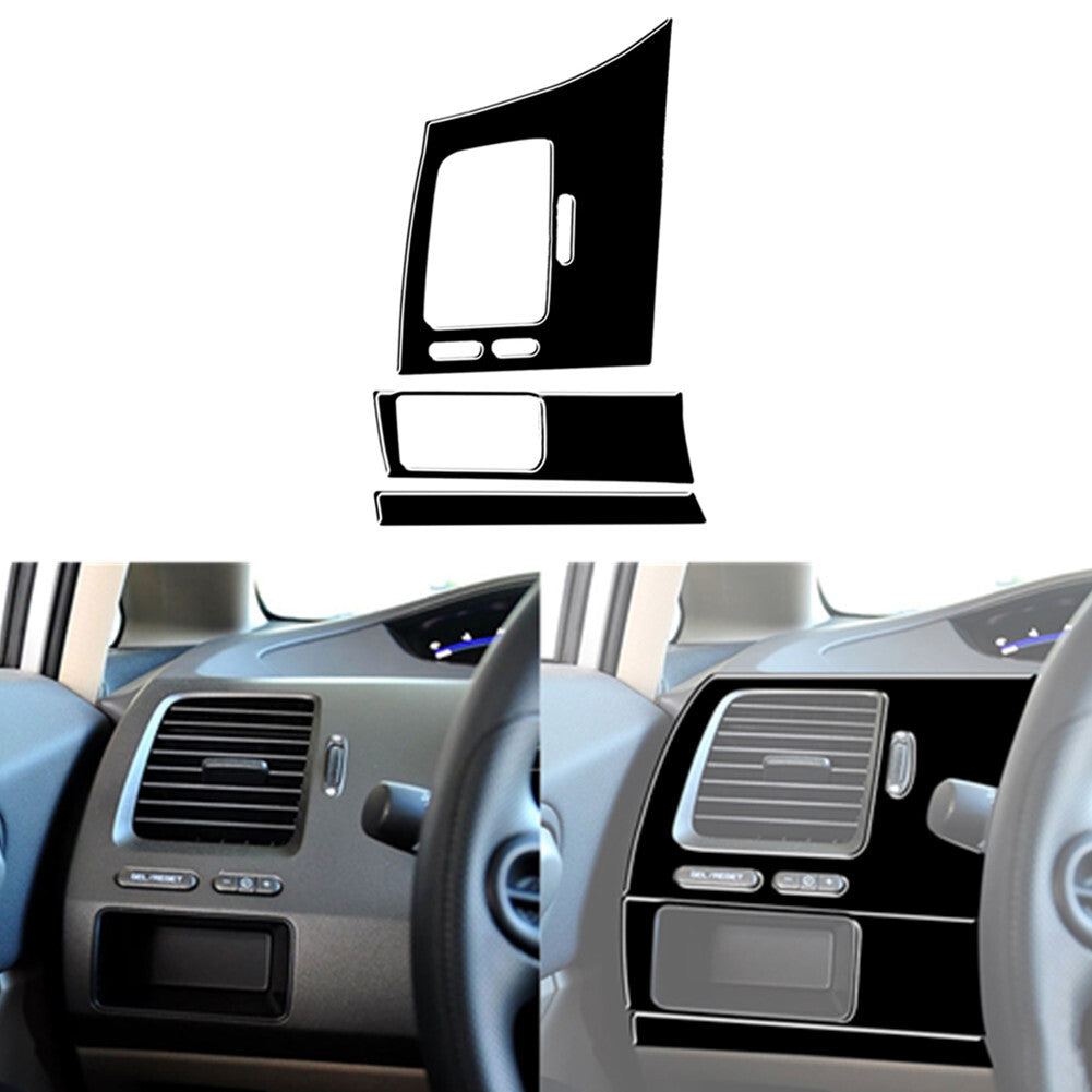 3Pcs Piano Black Left Air Vent Panel Cover Trim for Honda for Civic 8th 2006-2011