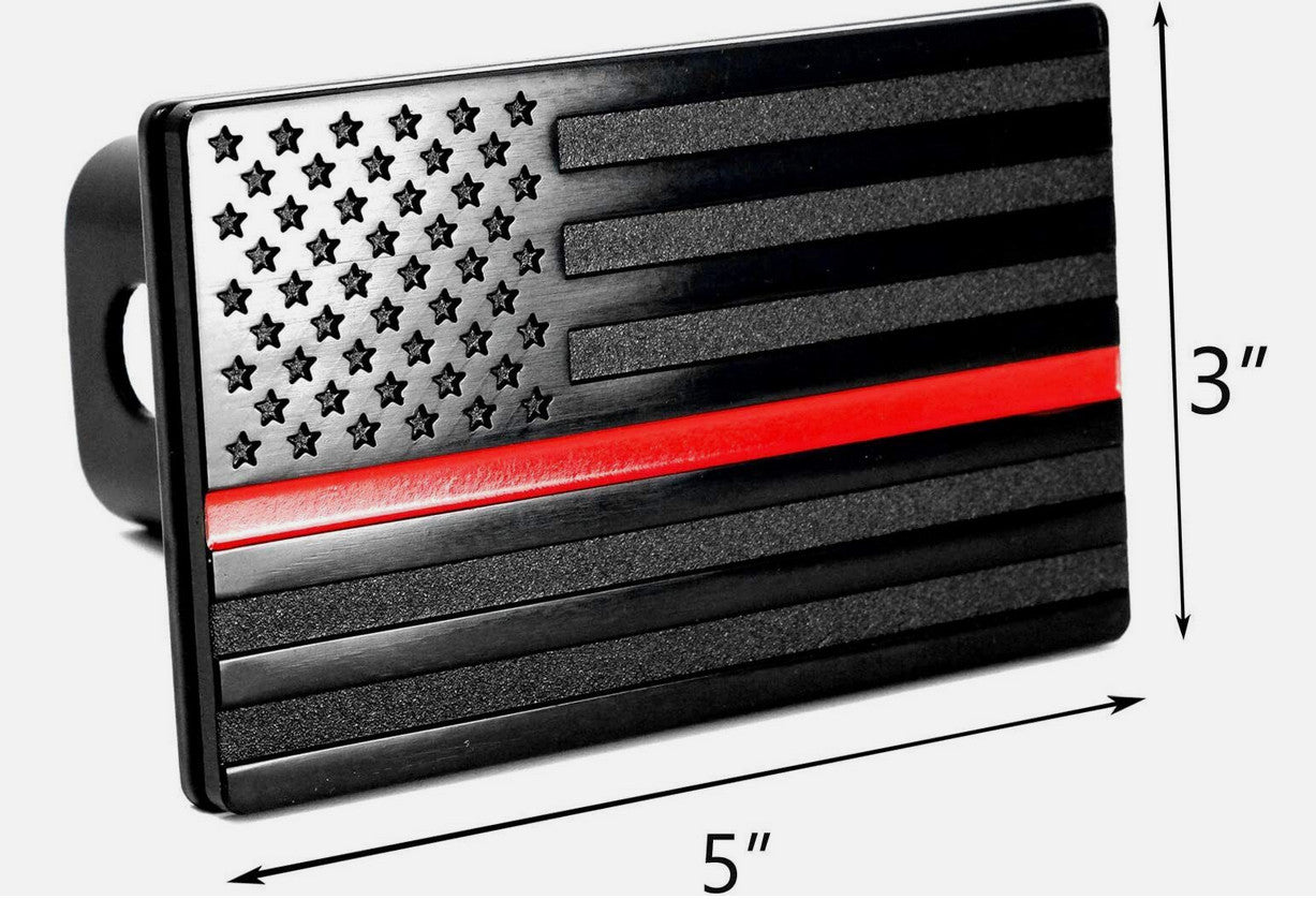 Car hook protector plug cap tow receiver 2.5 inch American flag all black and red for Chevrolet
