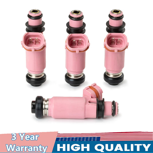 4-piece fuel injector kit 195500-3910 16611AA370 for Subaru JDM STi 565CC, Pink.