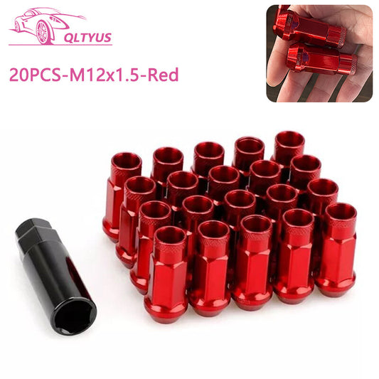 20-pack 48mm M12x1.5 Lug Nuts, Steel Open Wheel Nuts and Bolts with Socket and Key