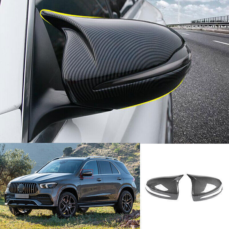 for Benz GLE AMG63 53 2020-2023 Carbon Fiber Horn Side Door Mirror Cover Trim 2P