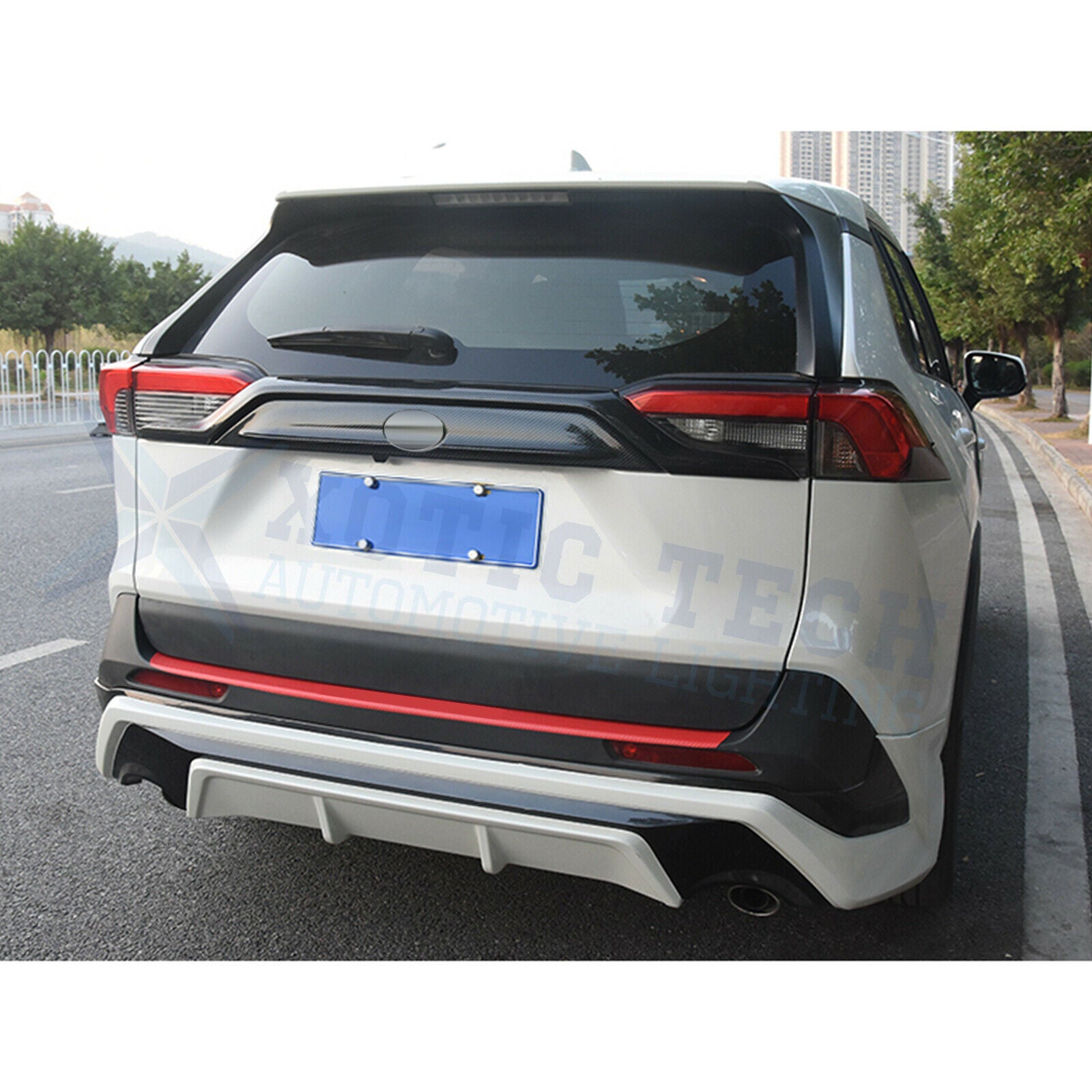 for TOYOTA RAV4 2019-2024 Carbon Fiber Rear Trunk Tailgate Lid Cover Trim Decor