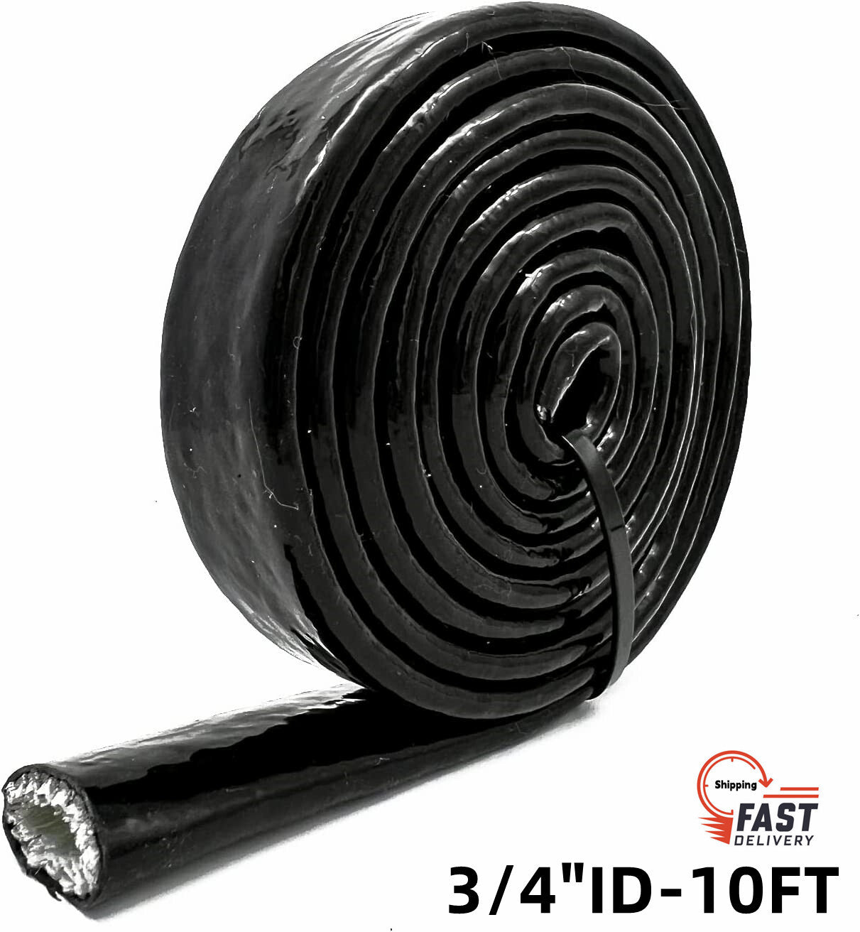 Black fireproof braided flame insulation cover, 3/4 inch ID, 10 feet fits 10AN oil fuel line