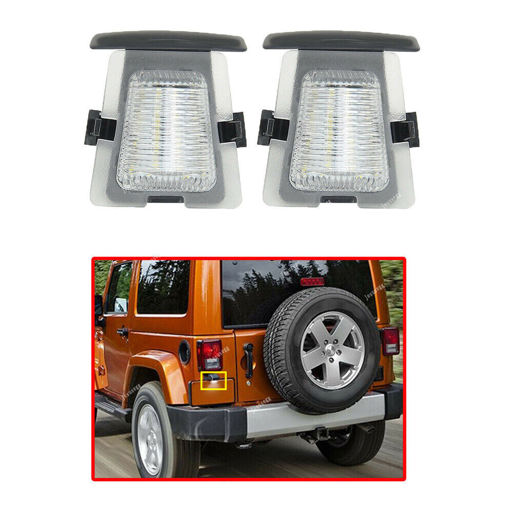 2X License Plate Light Housing Only with LED Bulb for Jeep for Wrangler JK 2007-2018