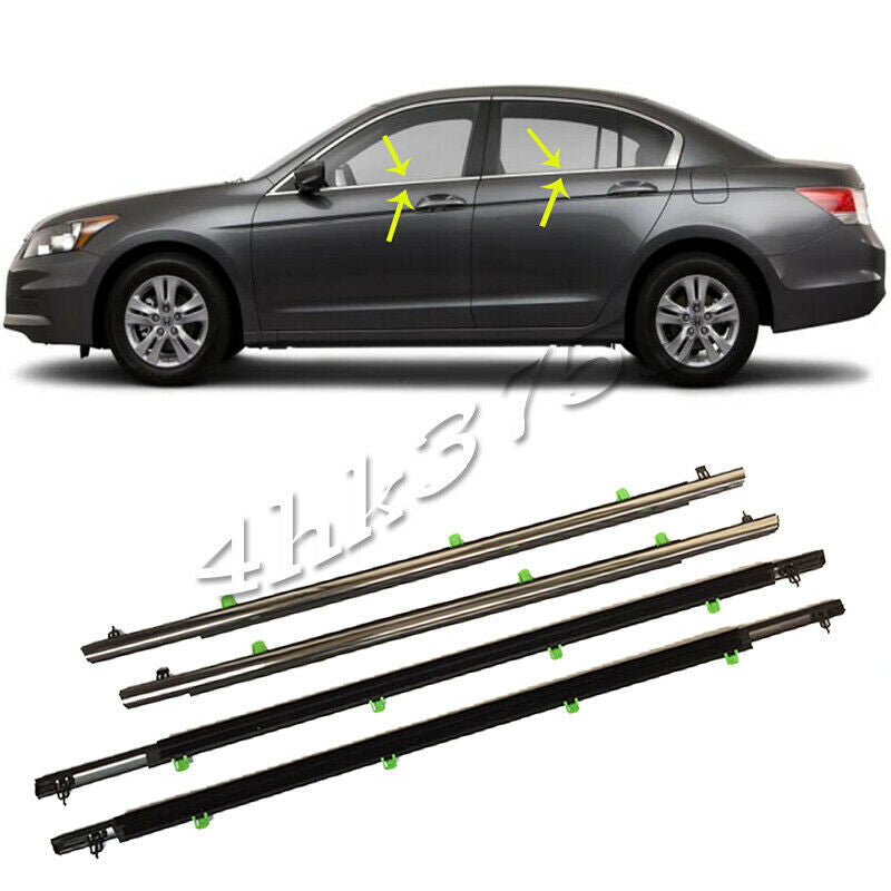Weather Strip Window Moulding Seal Belt for Honda Accord 2008-2012 W/Chrome Trim