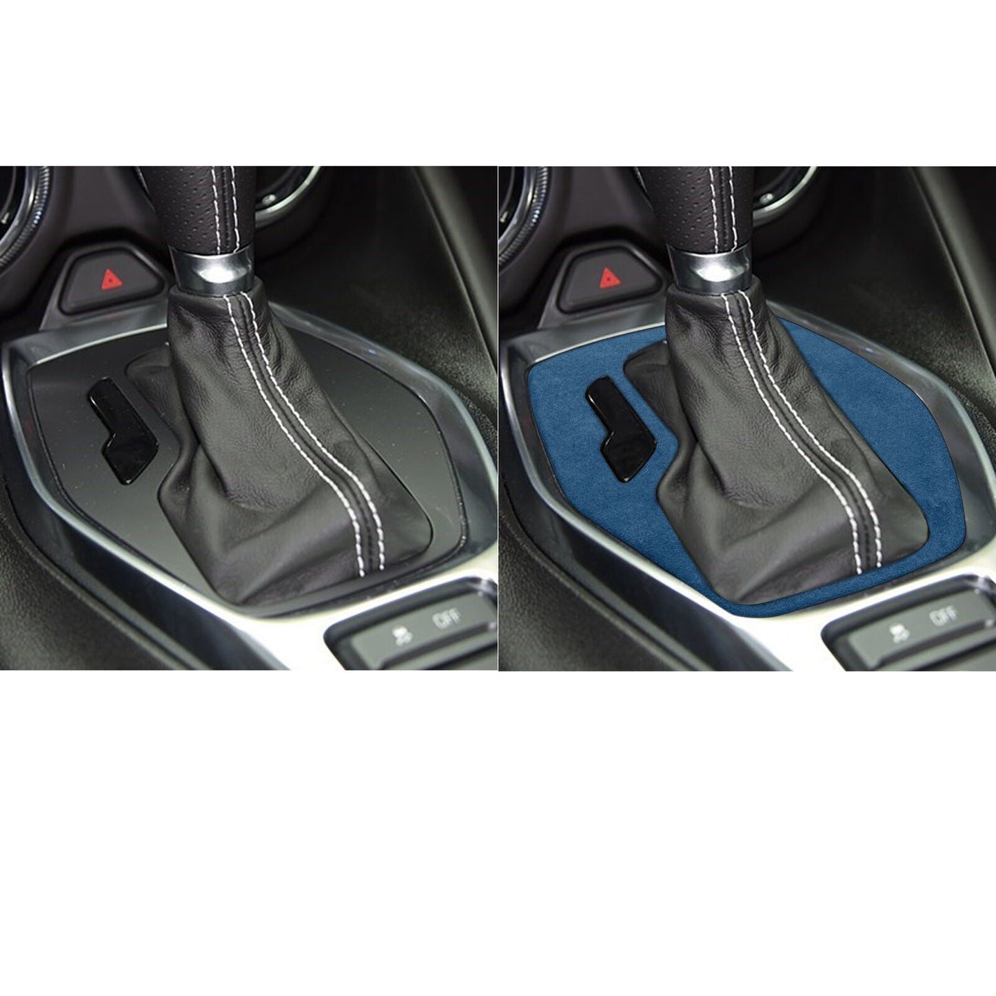 Console Gear Shift Frame Cover Trim 1PCS for Chevrolet Camaro 2016-20 Blue Suede