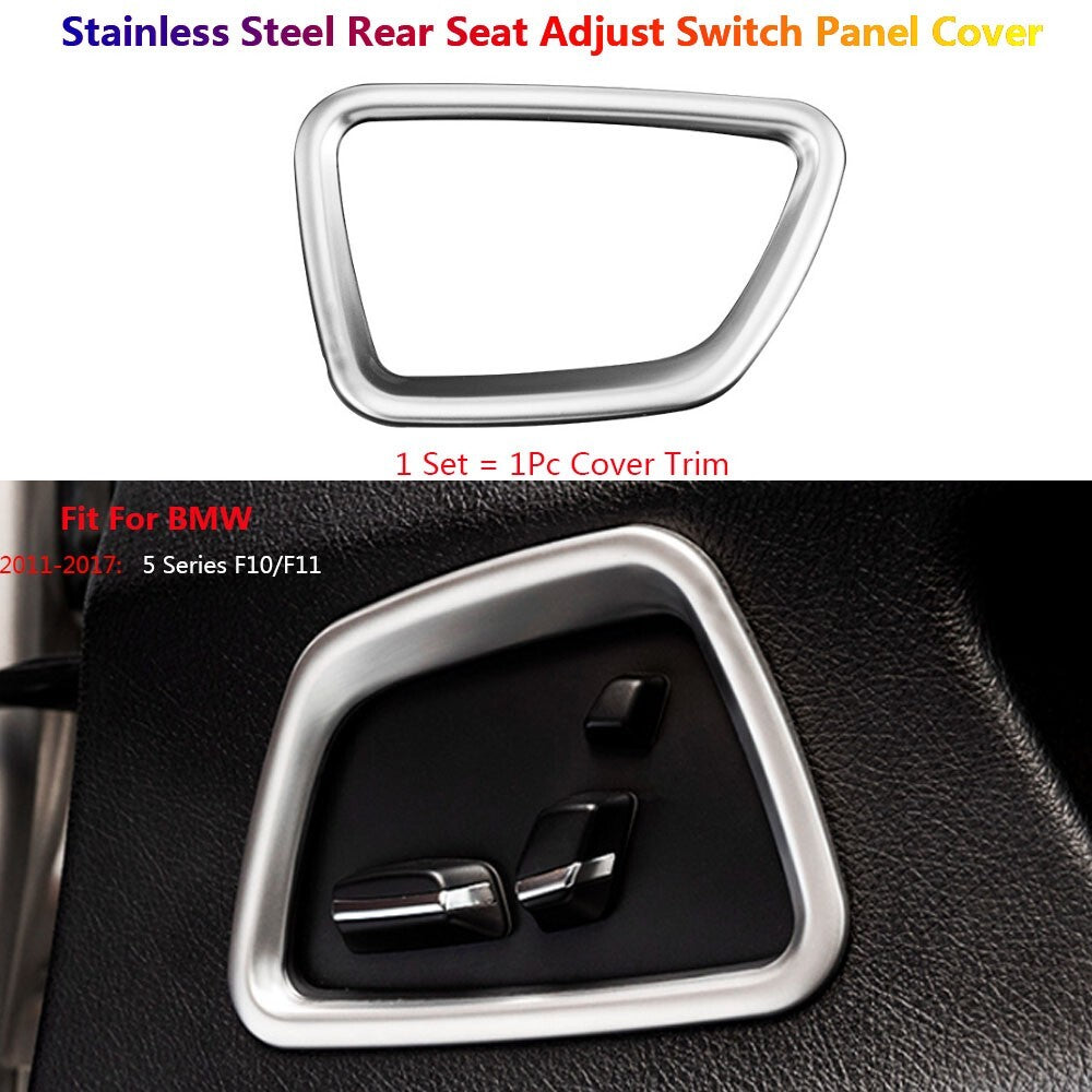 Stainless for BMW 5 Series F10 F11 Car Rear for Seat Adjust Switch Panel Cover Trim