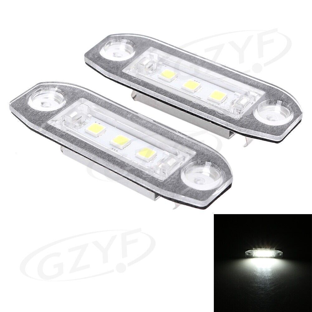 2 x LED License Plate Lights White Lamps for VOLVO S80 S60 C70 V70 XC70 XC60