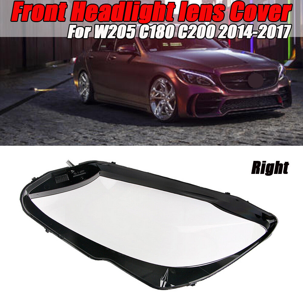 The headlight lens cover on the right is compatible with for Mercedes-Benz C180, C200, C260L, and 280 models. (2014-17)