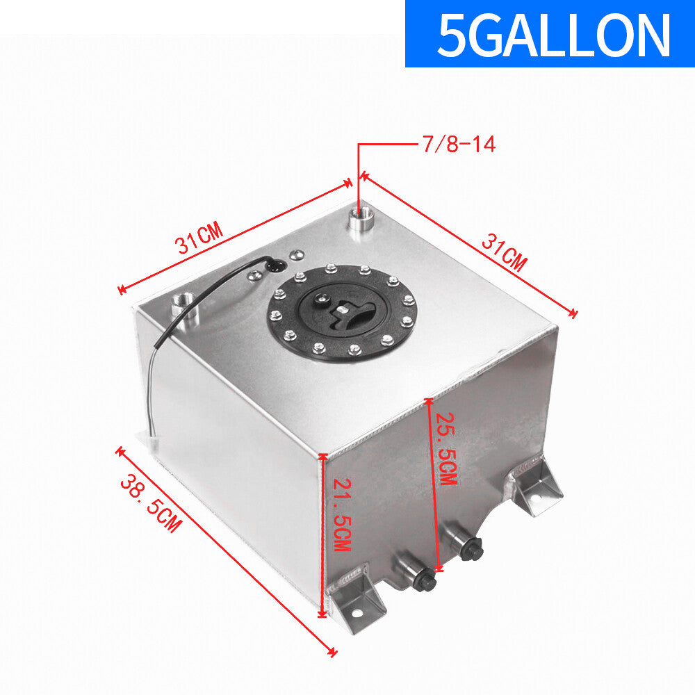 5-Gallon Fuel Cell Gas Tank Level Sender Polish Aluminum Racing Drift Street