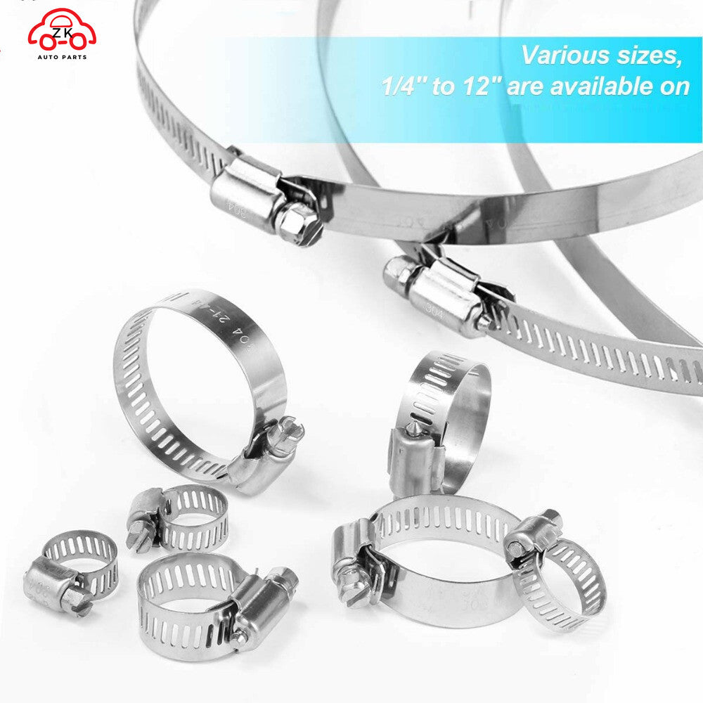 2-inch stainless steel pipe clamps with worm gear adjustable 27-51 mm hose clamps, 10 pieces.