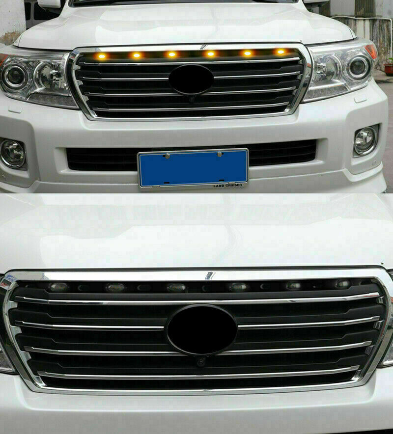 for Land Cruiser LC/FJ200 2008-15 Style Amber Lens Front Grille LED Light