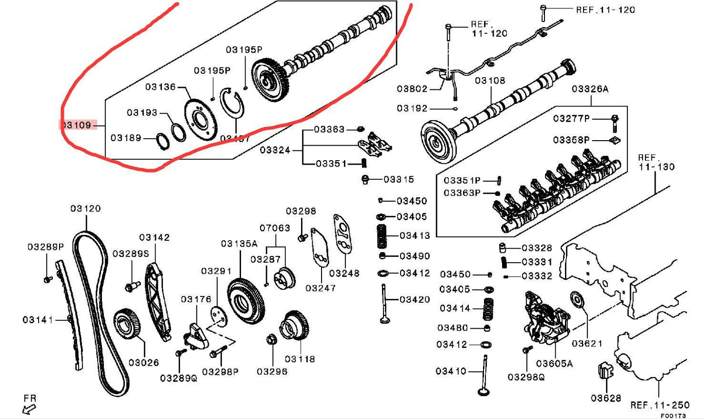 Exhaust Camshaft fits for Mitsubishi 4N15 PAJERO SPORT 2015- TRITON 2015- 1015B887