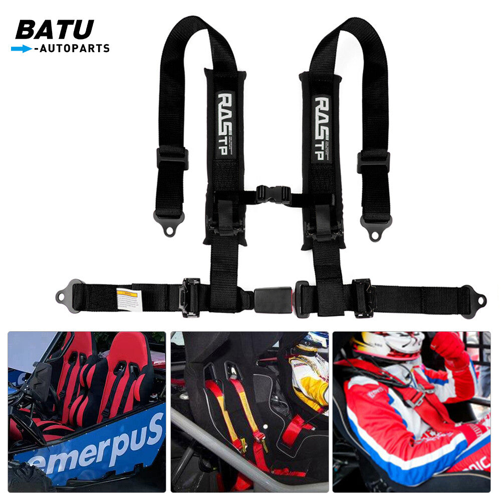Black 2 4-Point Harness Quick Release Safety for Seat Belt+Shoulder Pads